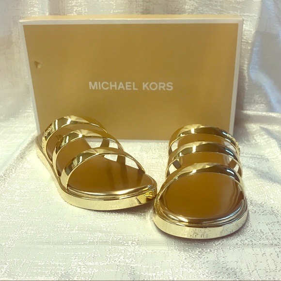 michael kors keiko metallic slide